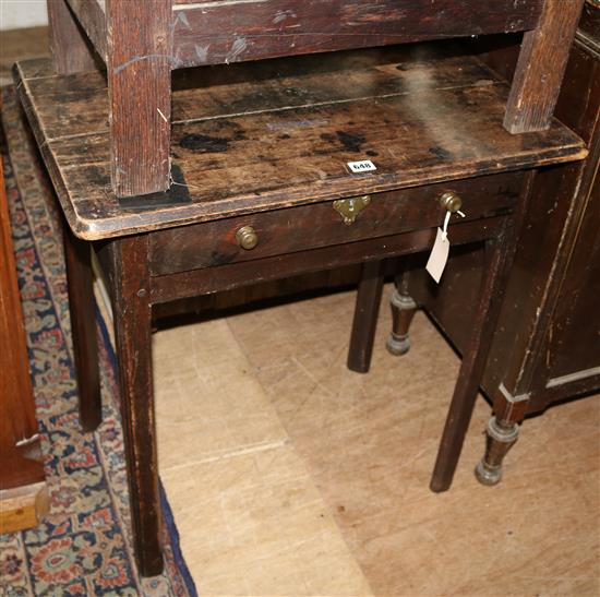 An early 19th century oak side table, width 2ft